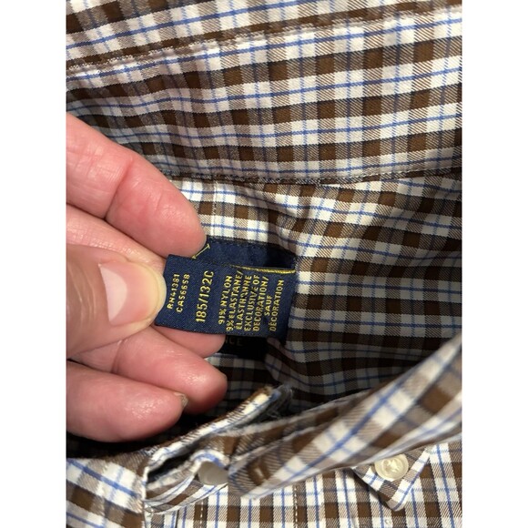 Ralph Lauren Performance Button Down Shirt 2XLT Brown Blue Plaid Lightweight - Picture 4 of 7